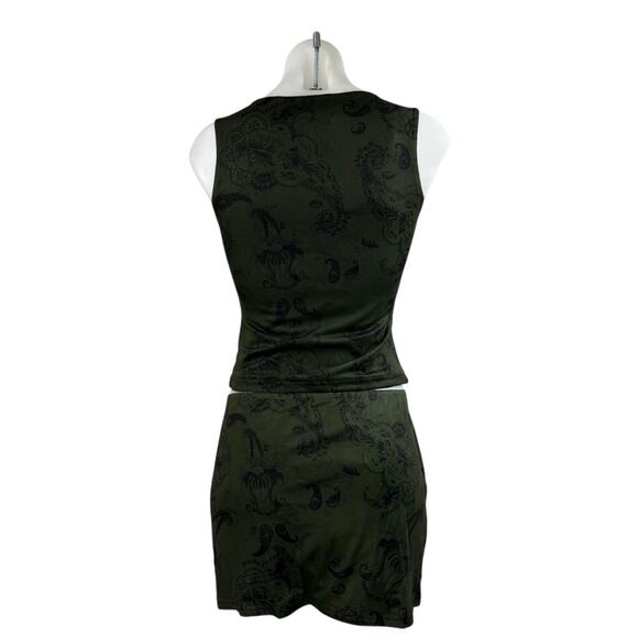 NEW Princess Polly Matilde Green Floral Sleeveless Crop Top & Mini Skirt Set 6 - Picture 3 of 6